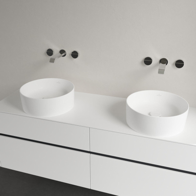 Villeroy & Boch Collaro opzetwastafell rond - diameter 40cm - zonder overloop - zonder kraangat CeramicPlus - Stone White (mat wit)