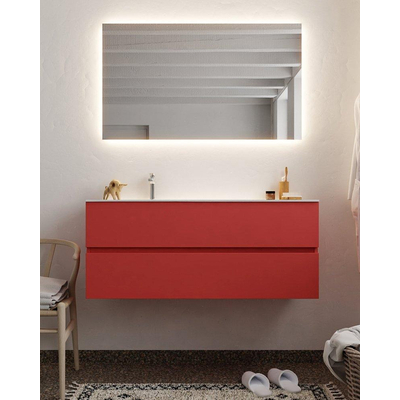 Mondiaz VICA ensemble de meuble de salle de bain - 120cm - meuble sous-vasque fire - 2 tiroirs - lavabo moon gauche - 1 trou de robinet - miroir LED - version XL 60cm de haut