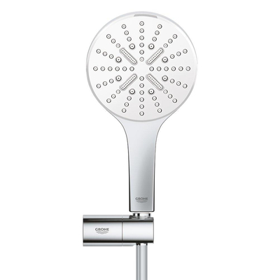 GROHE Rainshower SmartActive 130 Ensemble de douchette - 3 types de jet - rond - avec support - réglable - flexible lisse - 150 cm - chrome/moonwhite