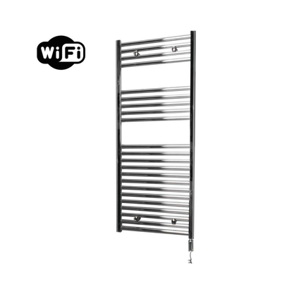 Sanicare HVW Elektrische Radiator - 111.8x60cm - 533W - wifi - thermostaat - chroom - rechtsonder - chroom