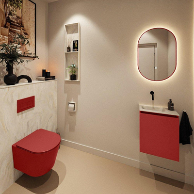 MONDIAZ TURE-DLUX 40cm toiletmeubel Fire. EDEN wastafel Ostra positie links. Zonder kraangat.