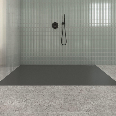 Villeroy & Boch Ecora douchebak - 180x100x3.5cm - afvoer lange zijde - anthracite (antraciet)