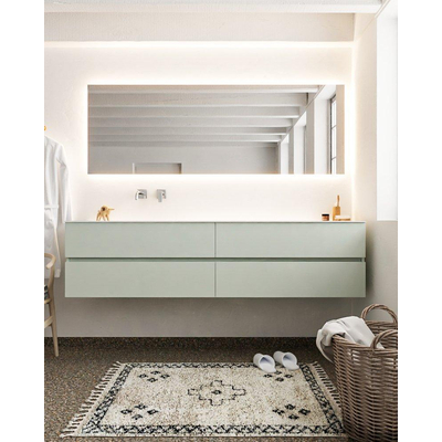 Mondiaz VICA ensemble de meuble de salle de bain - 200cm - meuble sous-vasque gris - 4 tiroirs - lavabo cloud gauche - sans trou de robinet - miroir LED - version XL 60cm de haut