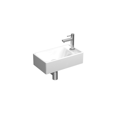 INK Pack lavabo porcelaine trou de robinet à droite incl. robinet de lavabo, siphon design et bonde design