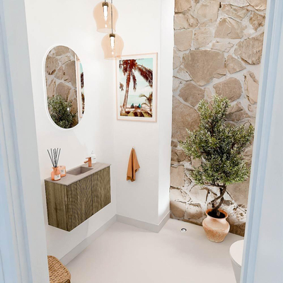 Mondiaz JOYA-DLUX 60cm toiletmeubel - kleur Dusk - Wastafel FAYE positie Midden 1 kraangat kleur Saba.