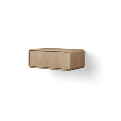Looox Wooden Rounded – Meuble de salle de bains – 30 × 80 × 46 cm – 1 tiroir – chêne gris