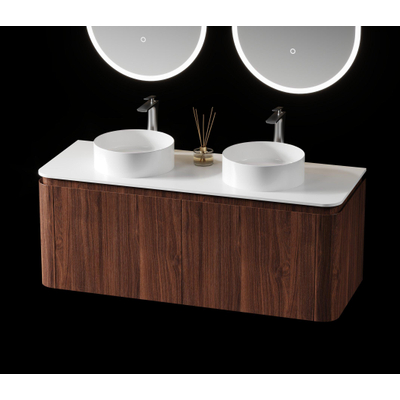 Saniclass Terra Wastafelonderkast - 120cm - 2 lades - afgeronde hoeken - kastanje
