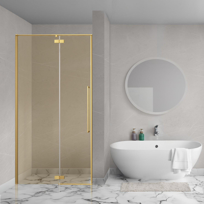 Aqua Vista Oria Linea porte de niche - 90x200cm - kit de montage incluse - verre champagne - Doré brossé