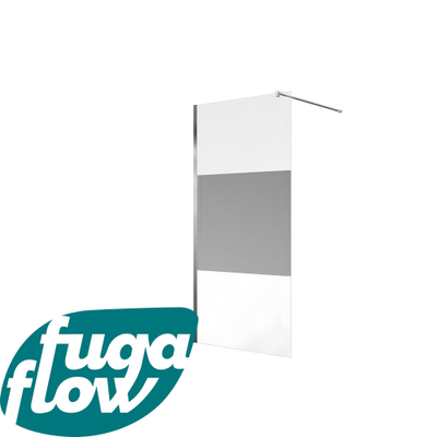 FugaFlow Efficiente Vetro douche à l'italienne salle de bain - 160x200cm - verre de sécurité - verre clair bande mate - anti-calcaire - chrome