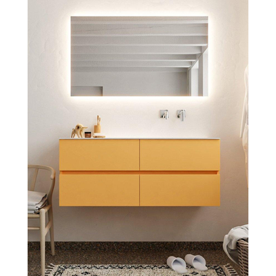 Mondiaz VICA ensemble de meuble de salle de bain - 120cm - meuble sous-vasque ocre 4 tiroirs - lavabo nuage droite - sans trou de robinet version XL 60cm de haut