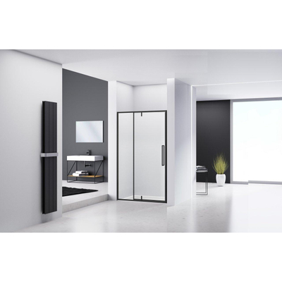 Van Rijn Products ST04 Porte de niche - 140x200cm - verre clair - épaisseur 6mm - noir