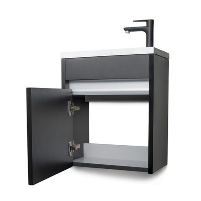 BRAUER Future Meuble sous lave mains 40x45x21.5cm porte frein de chute gauche noir brillant