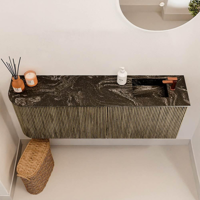 Mondiaz JOYA-DLUX 111.6cm toiletmeubel - ronding links kleur Dusk - Wastafel FAYE positie Rechts 1 kraangat kleur Lava.
