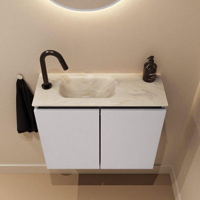 MONDIAZ TURE-DLUX 60cm toiletmeubel Cale. EDEN wastafel Ostra positie links. Met 1 kraangat.