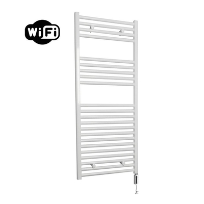 Sanicare HVW Elektrische Radiator - 111.8x60cm - 730W - wifi - thermostaat - wit - rechtsonder - wit