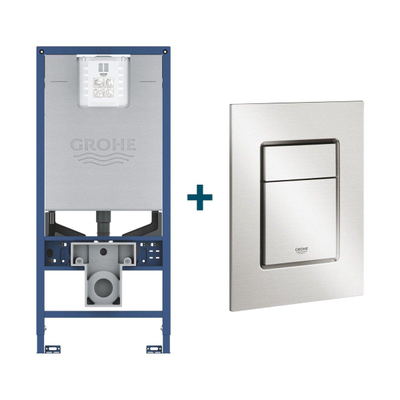 Grohe Rapid SLX Inbouwreservoir - frame netspanning - douchewc aansluiting - Grohe Skate cosmopolitan bedieningsplaat - Supersteel (RVS)