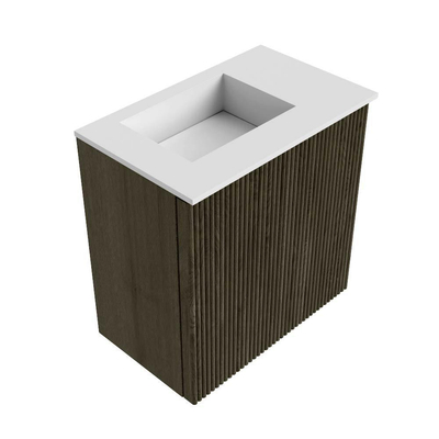 Mondiaz JOYA 40cm toiletmeubel - kleur Shadow - Wastafel FAYE positie Links 1 kraangat kleur Talc.