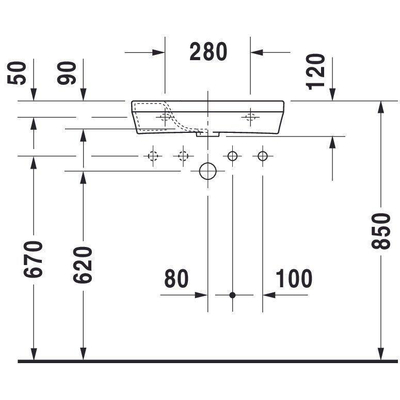 Duravit DuraStyle lave-mains avec trop-plein 50x22cm 1 trou pour robinetterie à gauche blanc