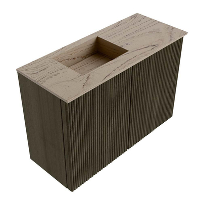 Mondiaz JOYA-DLUX Meuble WC 60cm - couleur Shadow - Lavabo FAYE position Gauche Sans trou de robinet couleur Arena.