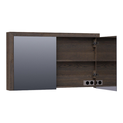 BRAUER Rise armoire de toilette - 120x70x15cm - sans éclairage - 2 portes miroir double face - chêne à lamelles noir