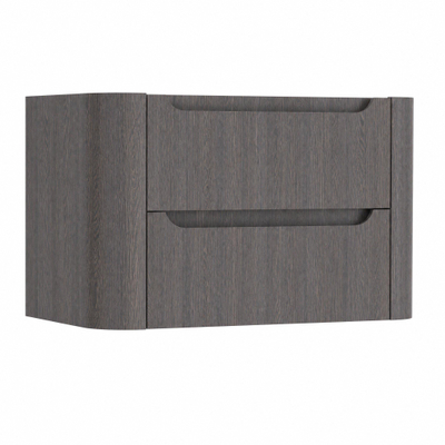 H&R Badmeubelen Juice Wastafelonderkast - 80x45x50cm - afgeronde hoeken - 2 lades - geïntegreerde greep - Wenge