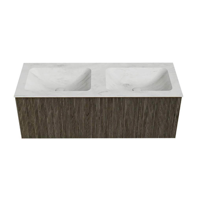 Mondiaz KURVE-DLUX Badkamermeubelset - 120x46x40cm - 1 lade - wastafel solid surface - dubbel - 2 kraangaten - Shadow