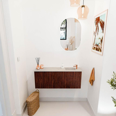 Mondiaz JOYA-DLUX 100cm toiletmeubel - kleur Ruby - Wastafel FAYE positie Rechts 1 kraangat kleur Opalo.