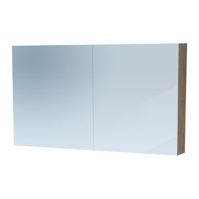 Saniclass Dual Armoire de toilette 120x70x15cm avec éclairage LED indirect 2 portes Legno Viola