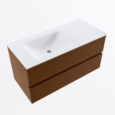 Mondiaz VICA Ensemble de meuble de salle de bain - 100cm - meuble sous-vasque reposant - 2 tiroirs - lavabo cloud gauche - sans trous de robinet - version haute de 60cm - talc