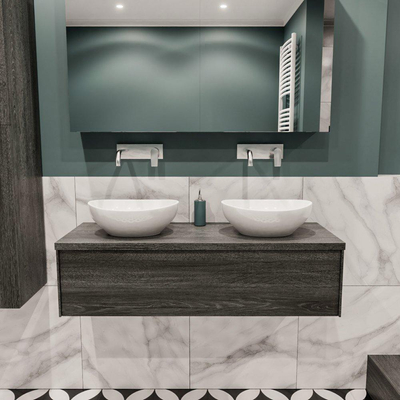 Mondiaz LUSH Meuble salle de bains avec 1 tiroir lavabo BARCO 120x30x45cm double sans trou de robinet Anthracite