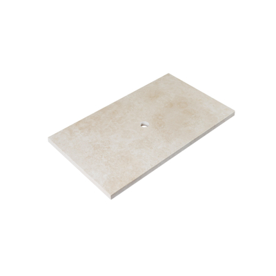 Saniclass Travertine Plateau - 80x46cm - sans trous de robinetterie - 1 découpe pour siphon - pierre naturelle marbrée