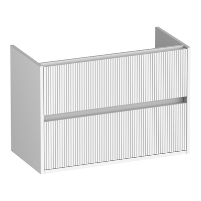 BRAUER Adore Wavy meuble sous-lavabo peu profond 80 2 tiroirs softclose - sans poignée - 1 découpe pour siphon - blanc mat