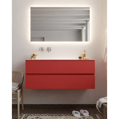 Mondiaz VICA ensemble de meuble de salle de bain - 120cm - meuble sous-vasque fire - 2 tiroirs - lavabo moon gauche - sans trou de robinet - miroir LED - version XL 60cm de haut