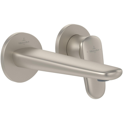 Villeroy & Boch Antao Mitigeur mural monotrou 2 trous - sans garniture de vidage Push-Open - Nickel brossé mat (inox)