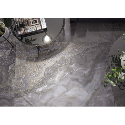 SAMPLE Cifre Cerámica Jewel Grey poli rectifié Carrelage sol et mur Aspect marbre Brillant Gris