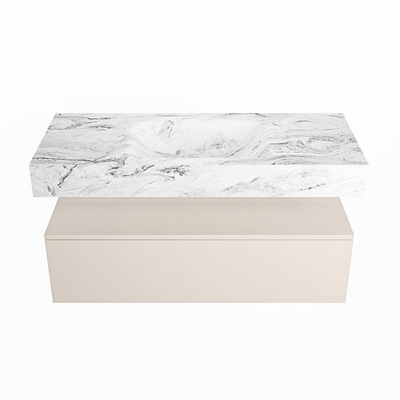 MONDIAZ ALAN - DLUX Badkamermeubelset - 110cm - onderkast - Linen - 1 lade - vrijhangende wastafel - wasbak midden - 1 kraangat - Glace