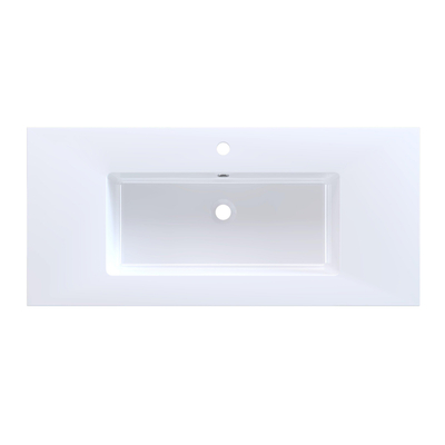 Arcqua Mira Lavabo encastré - 101x46x1.5cm - vasque simple - 1 trou de robinet - marbre de synthèse - blanc brillant
