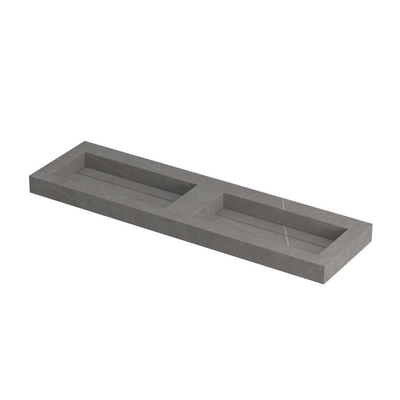 INK Pitch wastafel - 160x45x9cm - 2 wasbakken - 0 kraangaten - drain keramiek Armani grey mat