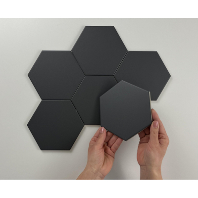 ÉCHANTILLON Terravito Bereno carreau mural et de sol - 15x17cm - 9mm - Hexagone - Noir mat