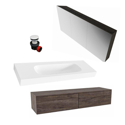 MONDIAZ ALAN MODULE SMALL Wastafelonderkast 150x41x30cm 2 lade Dark brown mat - STOR MEDIUM Vrijhangende wastafel - 150cm - Mondiaz CUBB Spiegelkast SHOWROOMMODELLEN