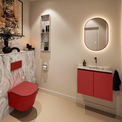 MONDIAZ TURE-DLUX 60cm toiletmeubel Fire. EDEN wastafel Glace positie rechts. Zonder kraangat.