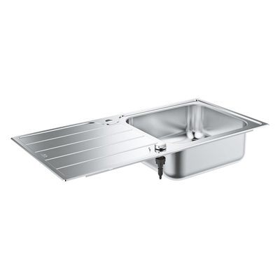 Grohe K500 Spoelbak - met afdruipgedeelte - 1000x500mm - 1 bak 450x400x180mm - omkeerbaar - roestvrij staal RealSteel
