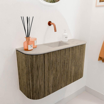 Mondiaz JOYA-DLUX 73.2cm toiletmeubel - ronding links en rechts kleur Dusk - Wastafel FAYE positie Midden Zonder kraangat kleur Opalo.