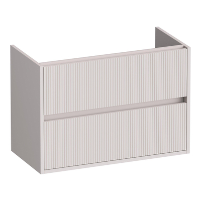 BRAUER Adore Wavy wastafelonderkast ondiep 80 2 softclose lades - greeploos - 1 sifon uitsparing - mat zand