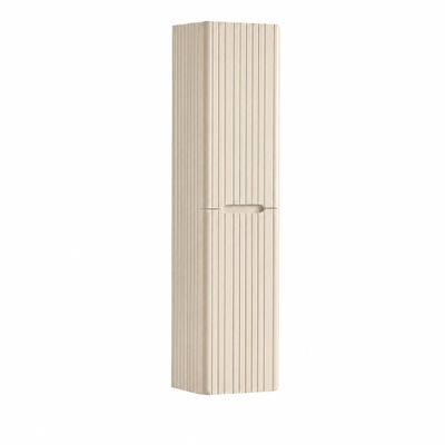 H&R Badmeubelen Juice Hoge kast - 40x35x170cm - met ronde hoeken - 3D-front - 2 deuren - linksdraaiend - merino