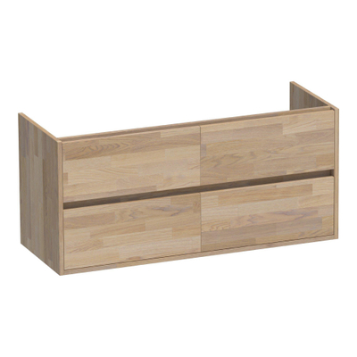 BRAUER Adore meuble sous lavabo - 120x46x55cm - 4 tiroirs à fermeture douce - sans poignée - 2 découpes pour siphon - chêne massif - assemblage à dents de scie chêne gris