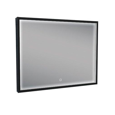 Wiesbaden Avi spiegel rechthoek met LED, dimbaar en spiegelverwarming 80 x 60 cm mat zwart