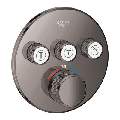 Grohe Grohtherm SmartControl Inbouwkraan - thermostatisch - met omstel voor 3 functies - rond - hard graphite (antraciet)