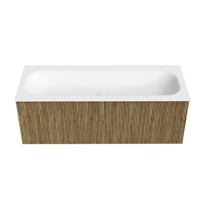 Mondiaz KURVE Badkamermeubelset - 120x46x40cm - 1 lade - wastafel solid surface - midden - 1 kraangat - Dusk