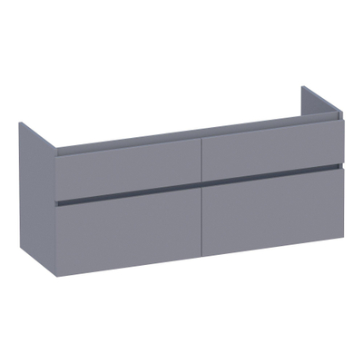 BRAUER Delight meuble sous-lavabo - 140x46x60cm - 4 tiroirs à fermeture en douceur - sans poignées - 2 découpes pour siphon - gris mat